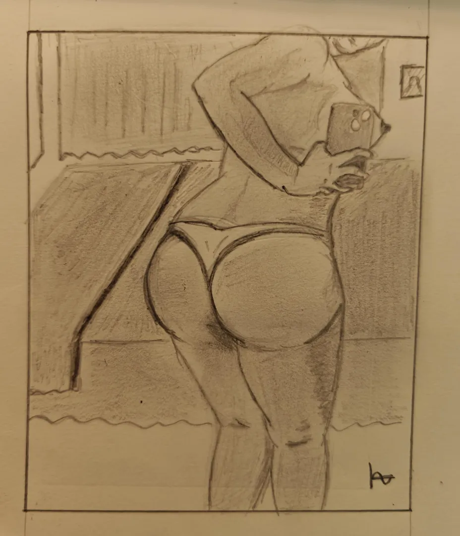 A sketch of self loving girl