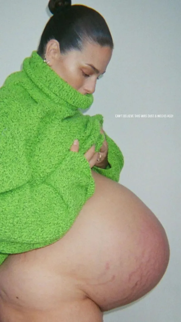 A very pregnant Ashley with twins