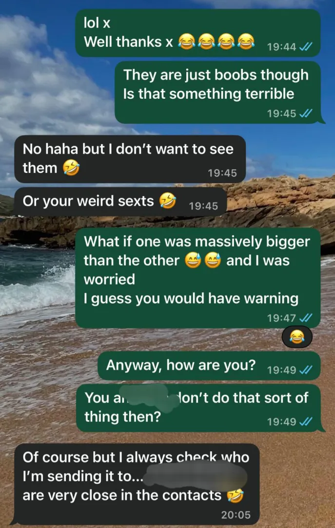 Accidentally sending my tits to my best friend, the follow up.