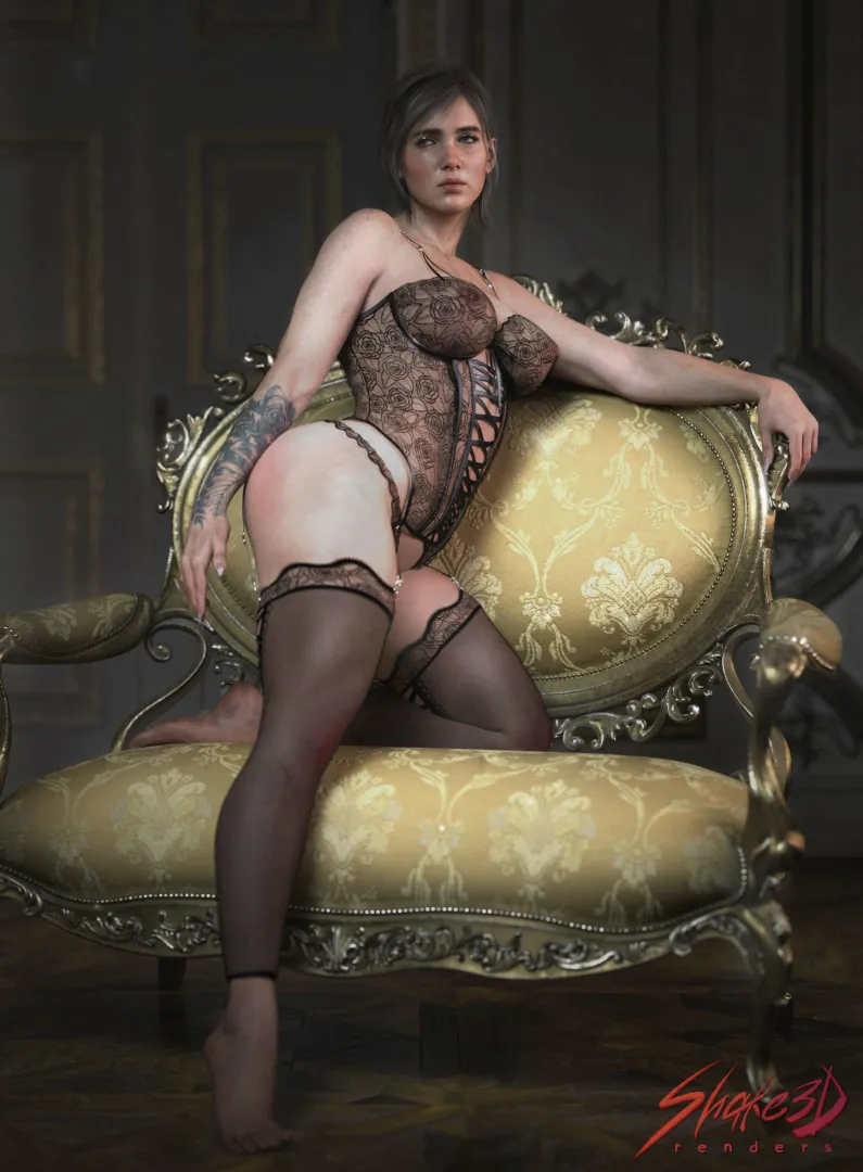 Adult Ellie in Black Lace Lingerie (Shake3D)