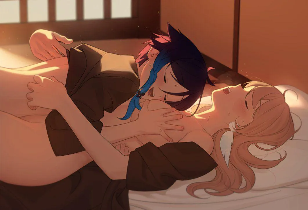 After riding him and making him cream in me~ i always let him warm his cock in my cunt~ so that I could feel him humping in the morning like good boys always do~