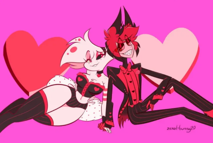 Ai art is banned, we want to support real artists like zexol-bunny20 who made this gorgeous thick Angeldust pin-up