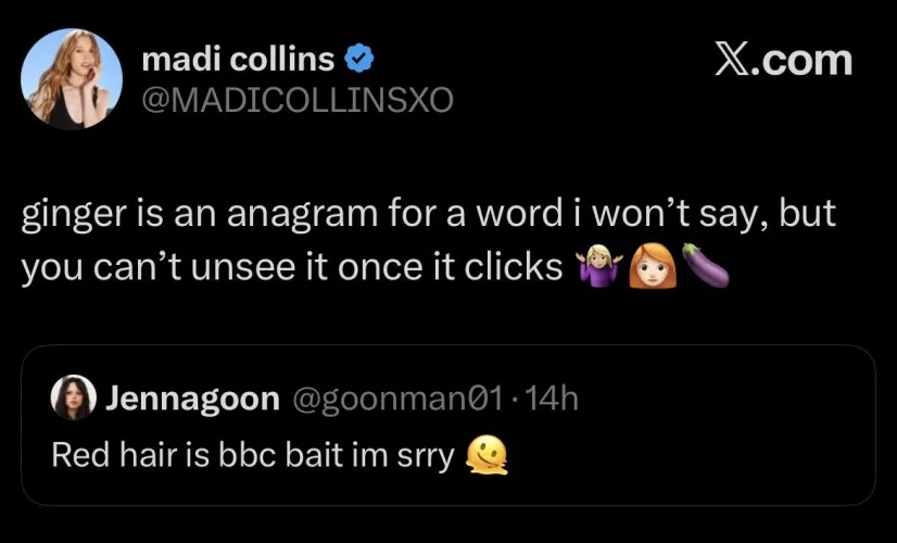 An odd tweet from Madi Collins 