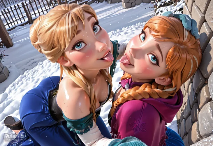 Anna and Elsa kissing