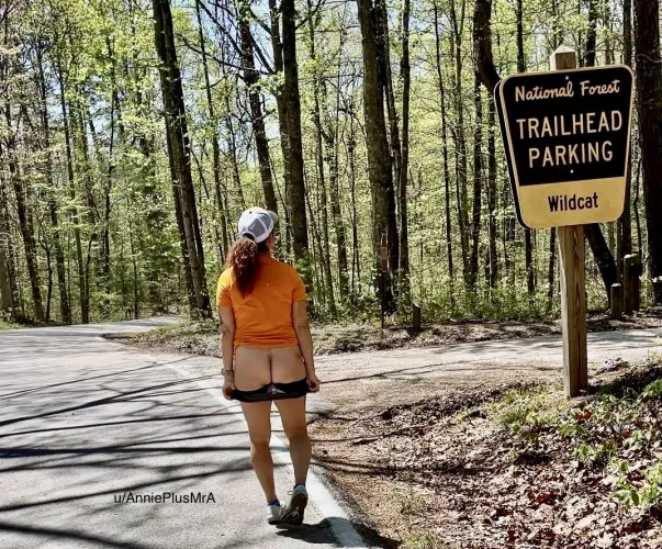 Annie (wife, 47) is just a little bit more free in the great outdoors….