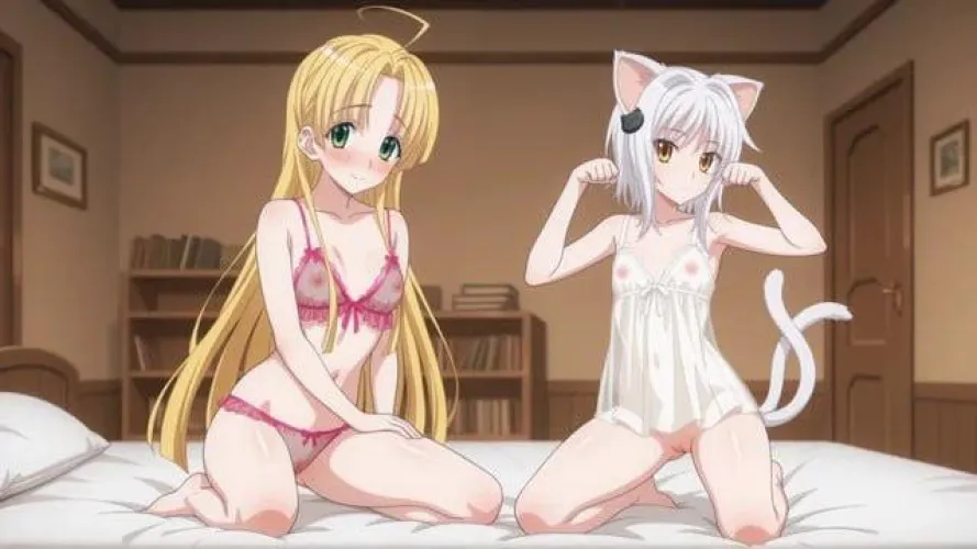 Asia & Koneko ready for bed (2560x1440)