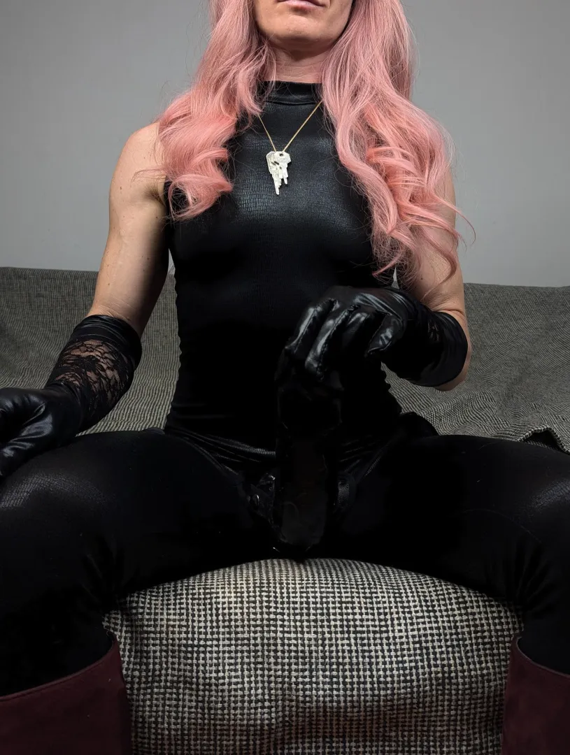 Be a good boy and clean my straps with your tongue