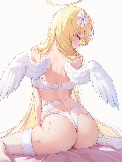 Beautiful Blonde Angel from Behind in Lingerie [Original]
