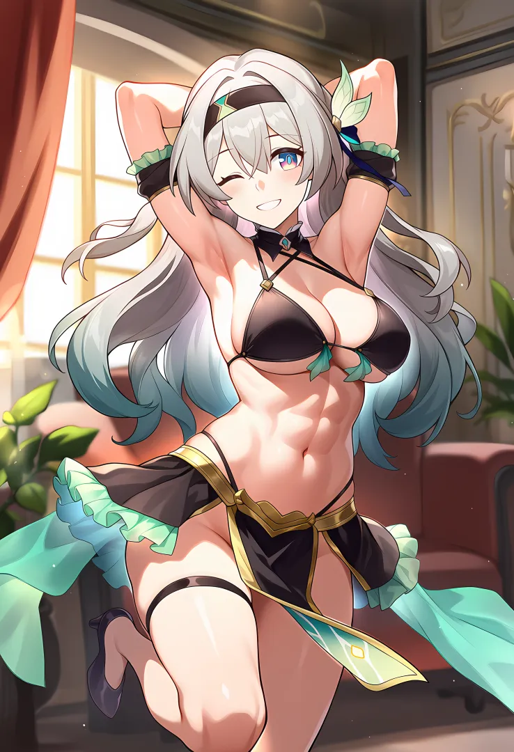 Belly dancing babe with killer abs