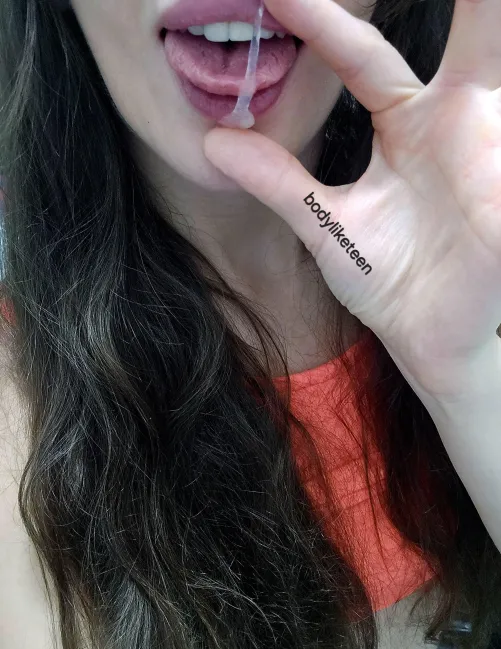 Big sticky grool in my mouth.. would you jerk off to me if I ate it in front of you.. I am extremely tasty..