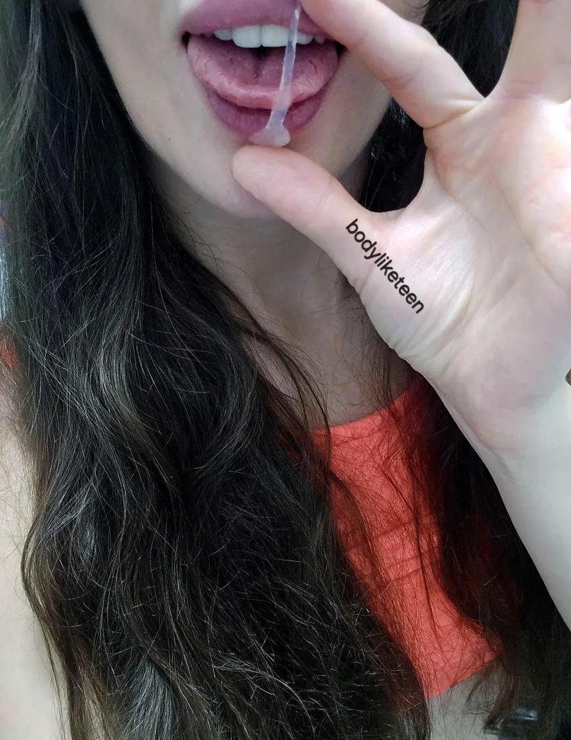 Big sticky grool in my mouth.. would you jerk off to me if I ate it in front of you.. I am extremely tasty..