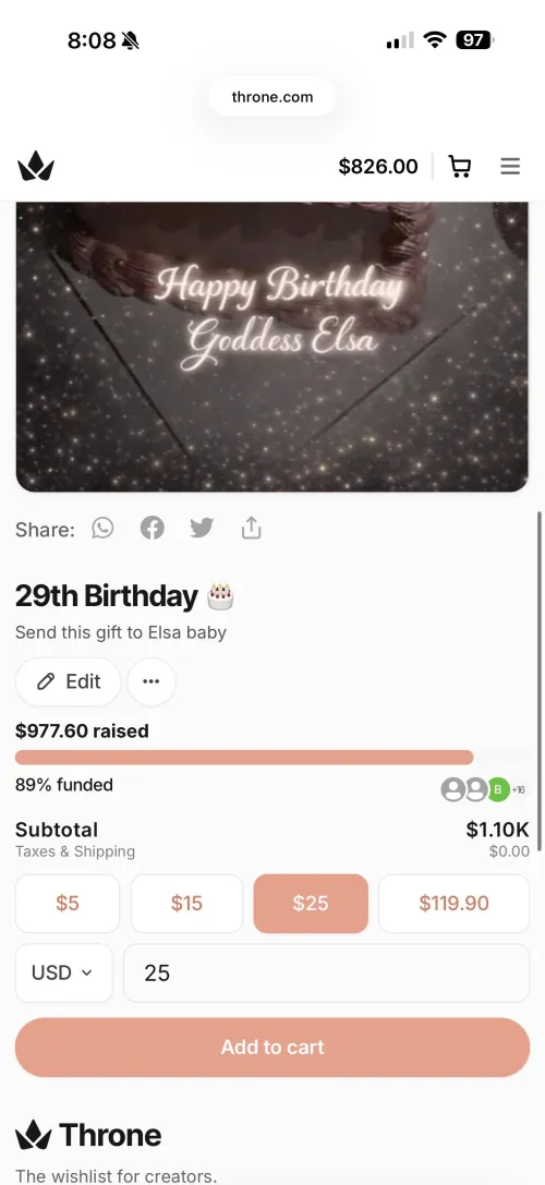 Birthday is almost fully funded!! Someone finish it off 