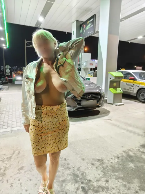 boobs at the gas station