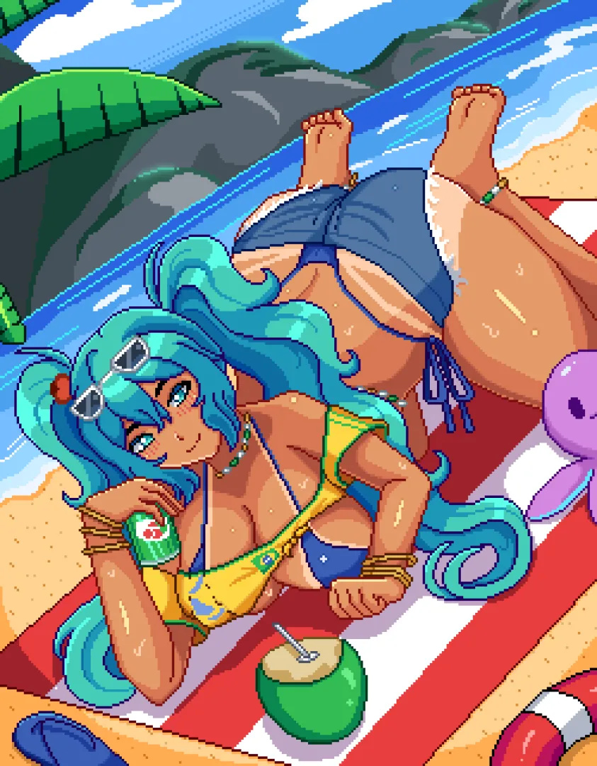 Brazilian Miku enjoying the beach  (NSFW)