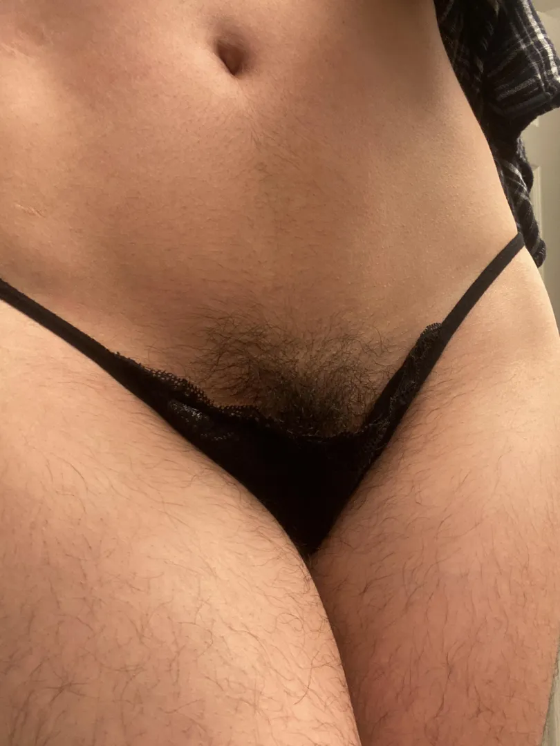 Bush with a lacy thong