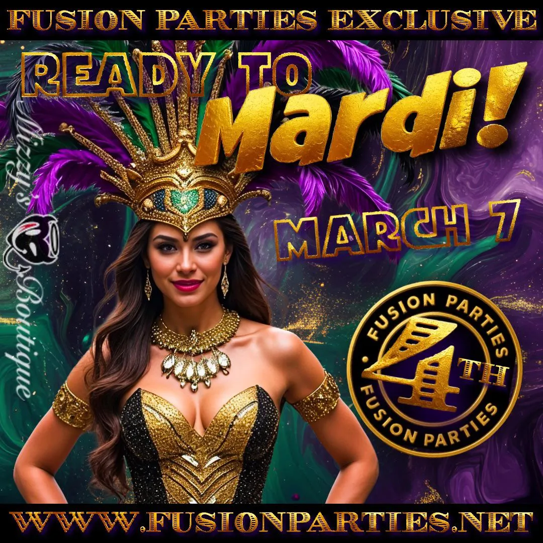 Calling Stylish Couples & Single Females — Fusion’s Mardi Gras Anniversary Party, March 7th in New Hampshire