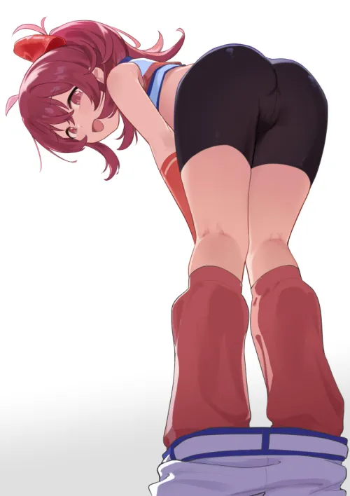 Cheerleader Kaho Bending Over in Spats [Idolmaster]