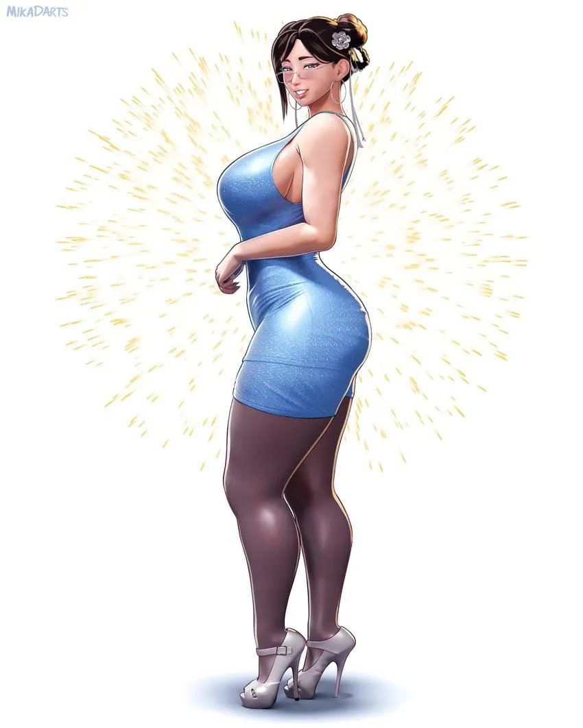 Chun-Li in a Stunning Blue Dress [Street Fighter]