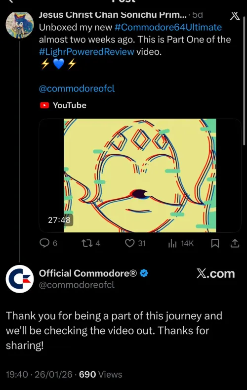 Commodore apparently doesn’t check who they respond to.