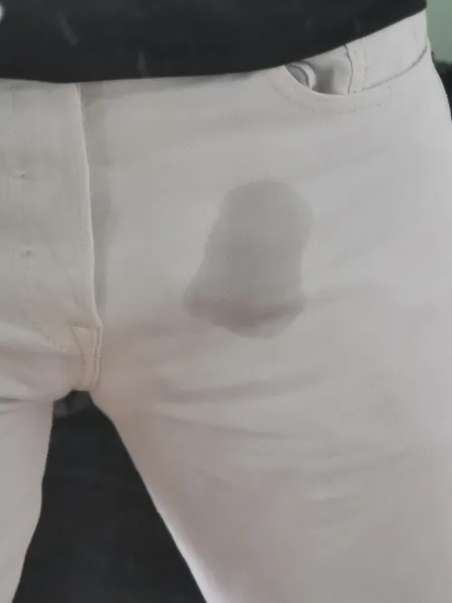 Creamed tight white jeans again...
