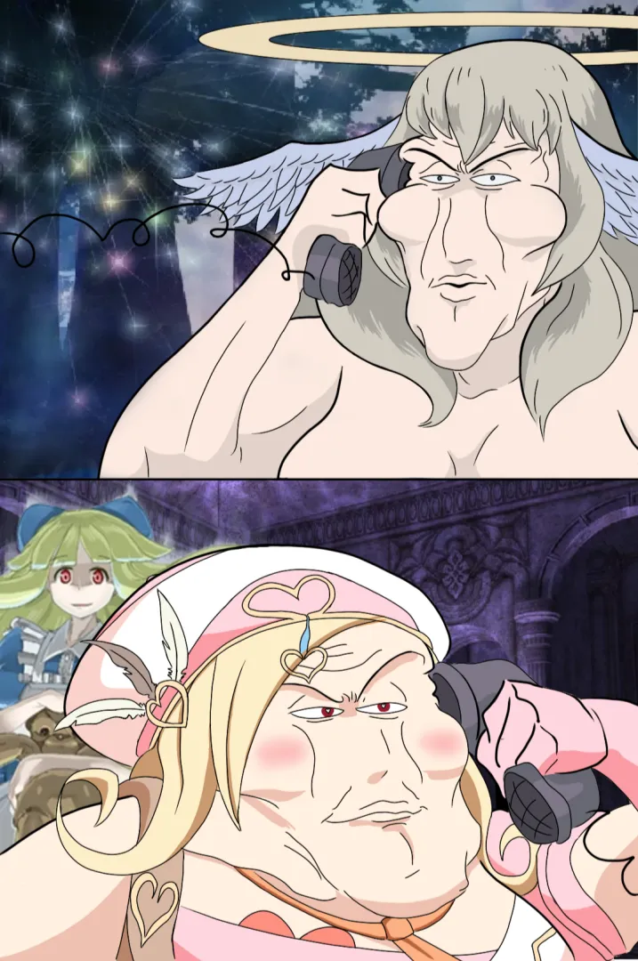 Cupid informing Eden about Promestein's schemes