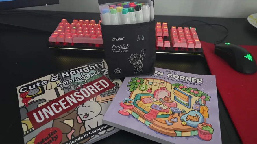 Daddy bought me my first proper colouring pens and some super cute books. I am soo lucky