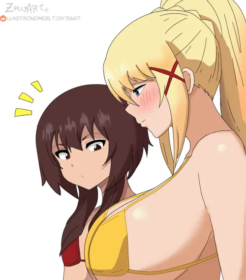 Darkness boobs size scares Megumin (Zelly - Me)