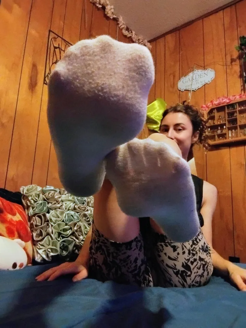 Day 3 after my core training and a long jog in my stinkiest sneakers. These socks are going to be so disgusting for him by the end of the week [F]