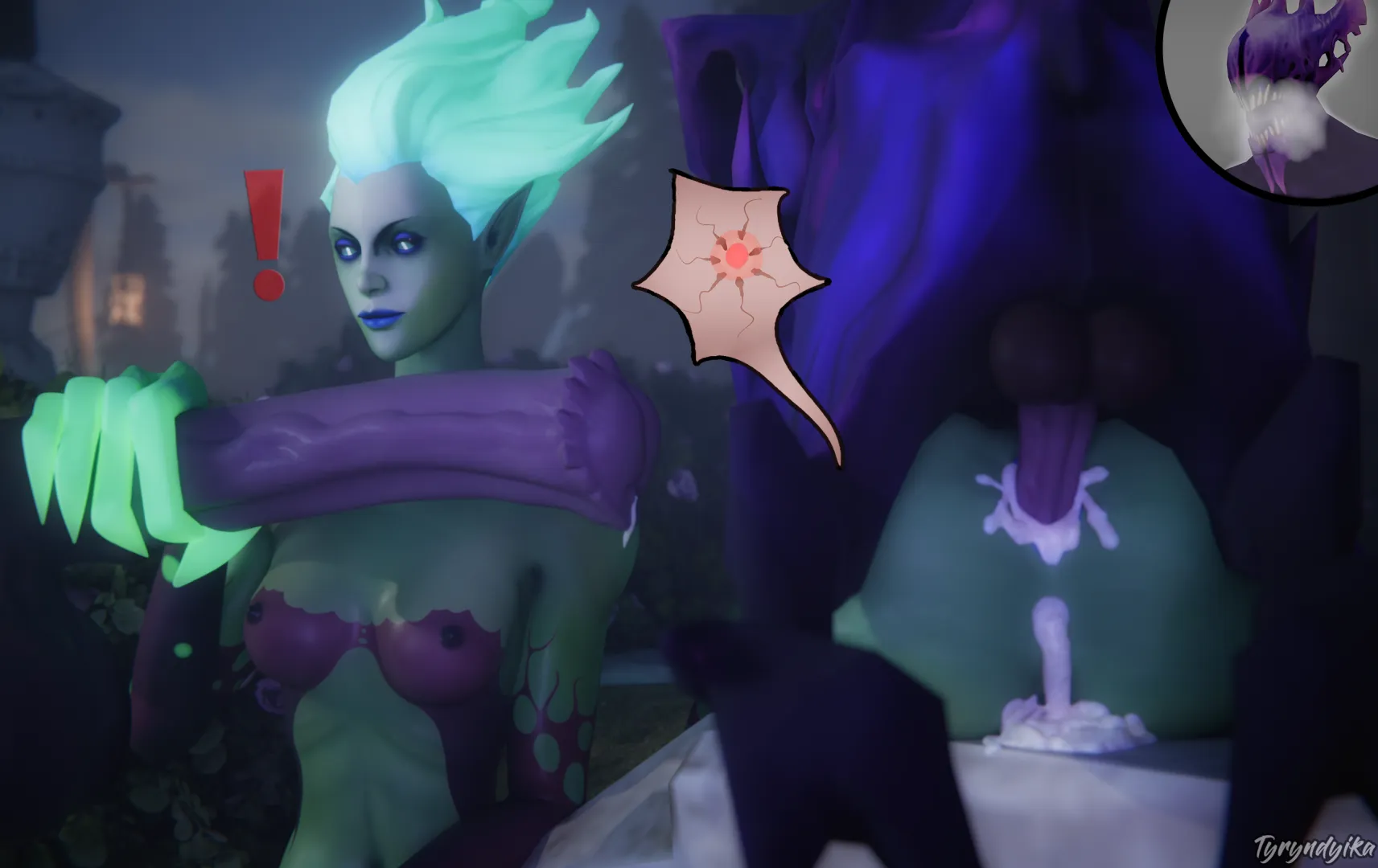 Death Prophet x Bane, commissioned art (Tyryndyika)