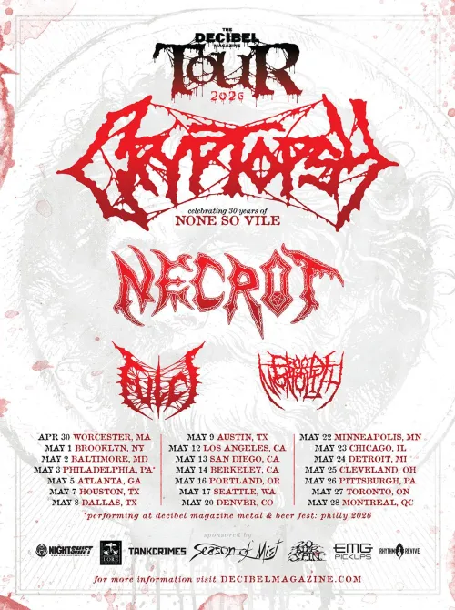 Decibel Tour 2026 - Cryptopsy, Necrot, Fulci, Blood Monolith