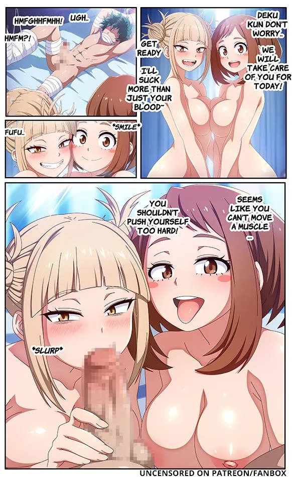 Deku Being Wrung Dry By Ochako and Toga (by Blue-Senpai)