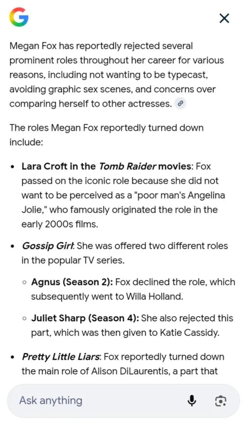 Do y'all think Megan would've been good for these roles if she haven't turned them down?