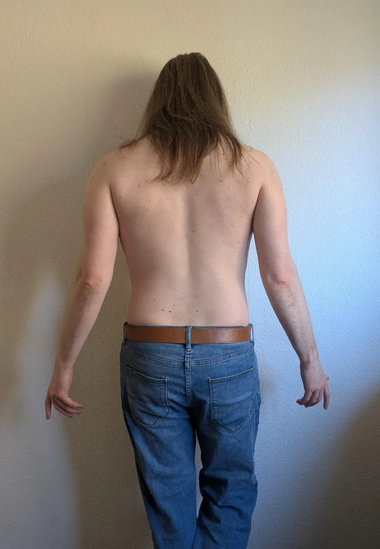 Dramatically looking at a wall [M]