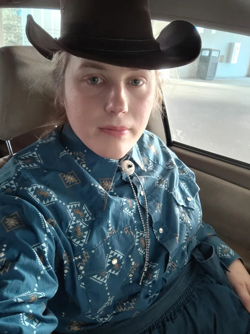 Dressed up in western wear for the rodeo