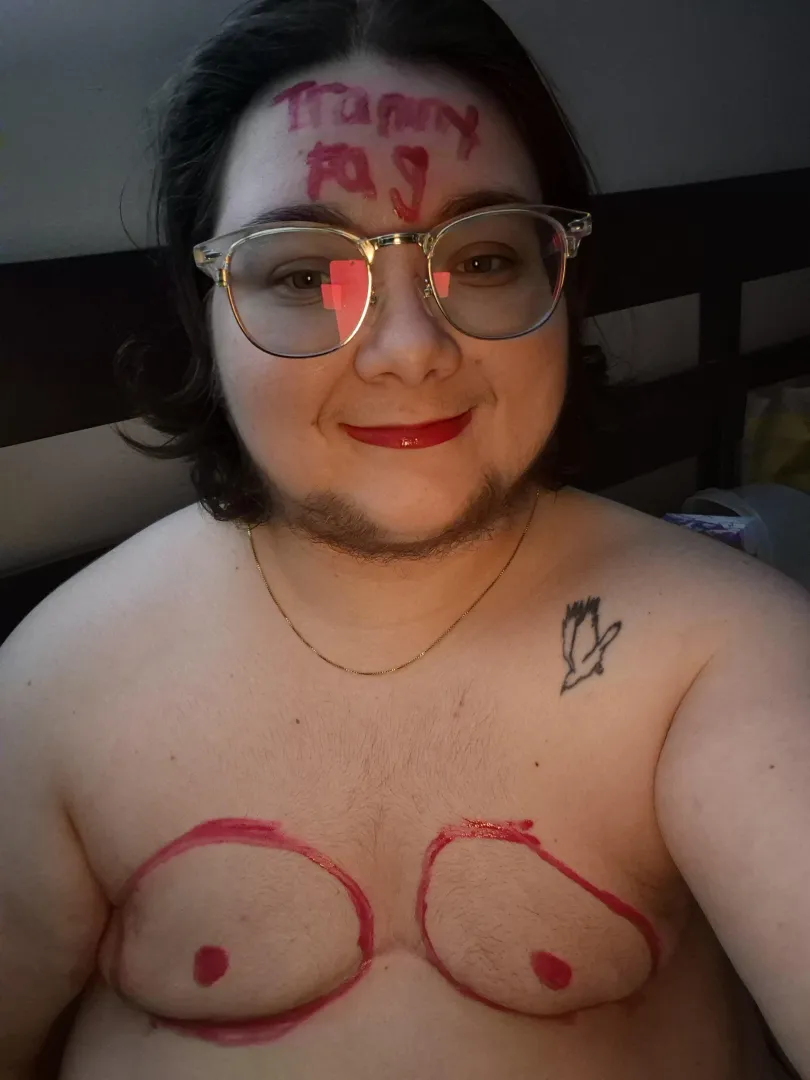 Drew my tits back on with lipstick