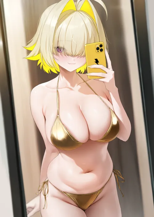 Elegg showing off her swimsuit