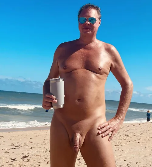 Enjoying a little rum on the beach