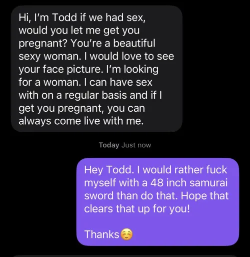 Every few weeks he tries it..