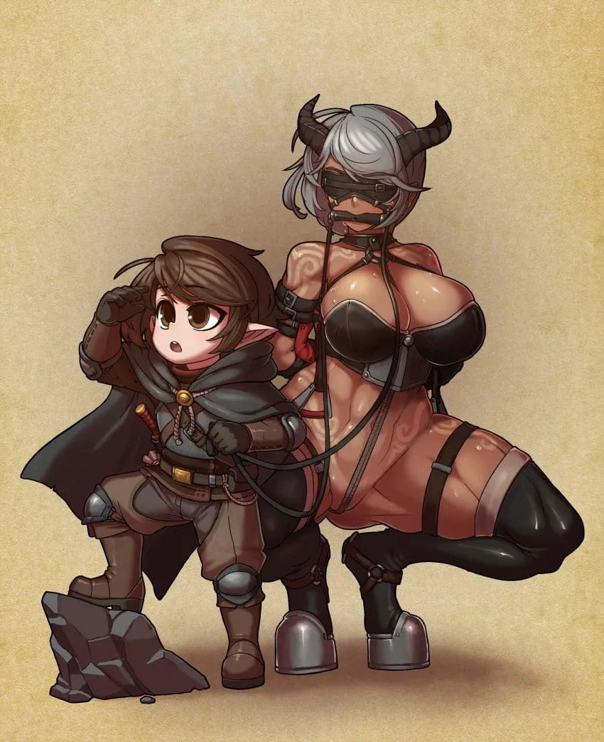 [F4A] In a world where various populations compete to achieve dominance over the other, the gnomes, masters at taming wild animals, are doing some research on how to tame women's of others species into obedient pet pony-girls. Looking for a descriptive 