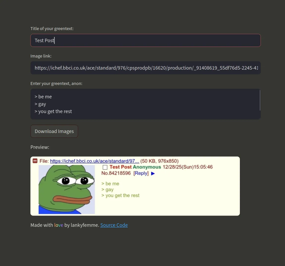 Fake 4chan Post Generator