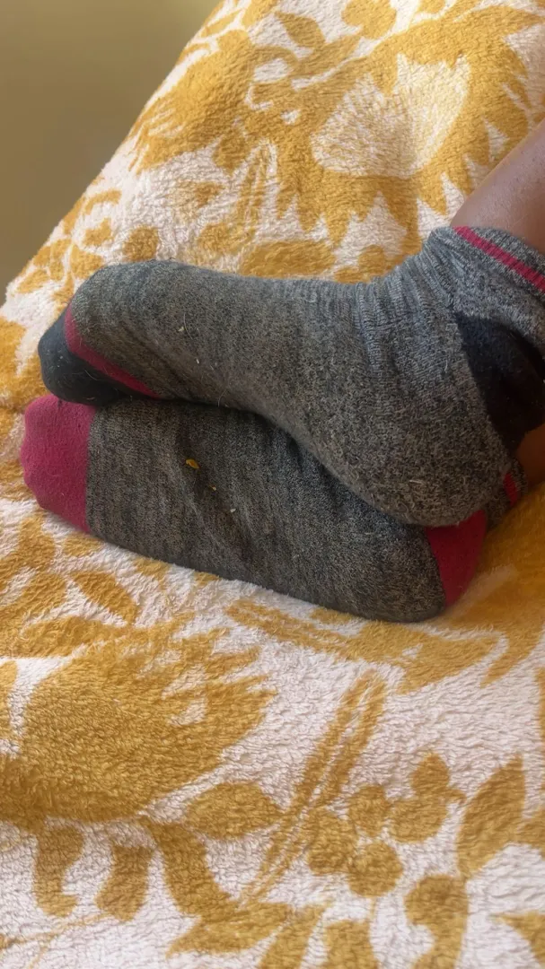 Feet in filthy stinky socks 