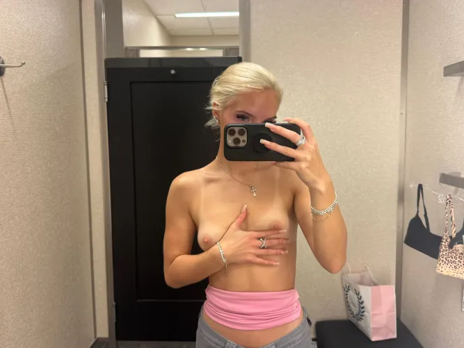 Fitting room quickie fantasy activated—tell me how you'd ruin me in here