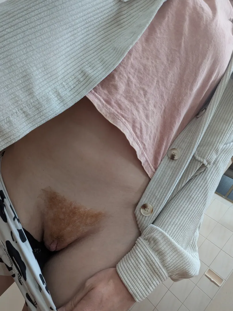 Flashing my ginger bush in a public bathroom