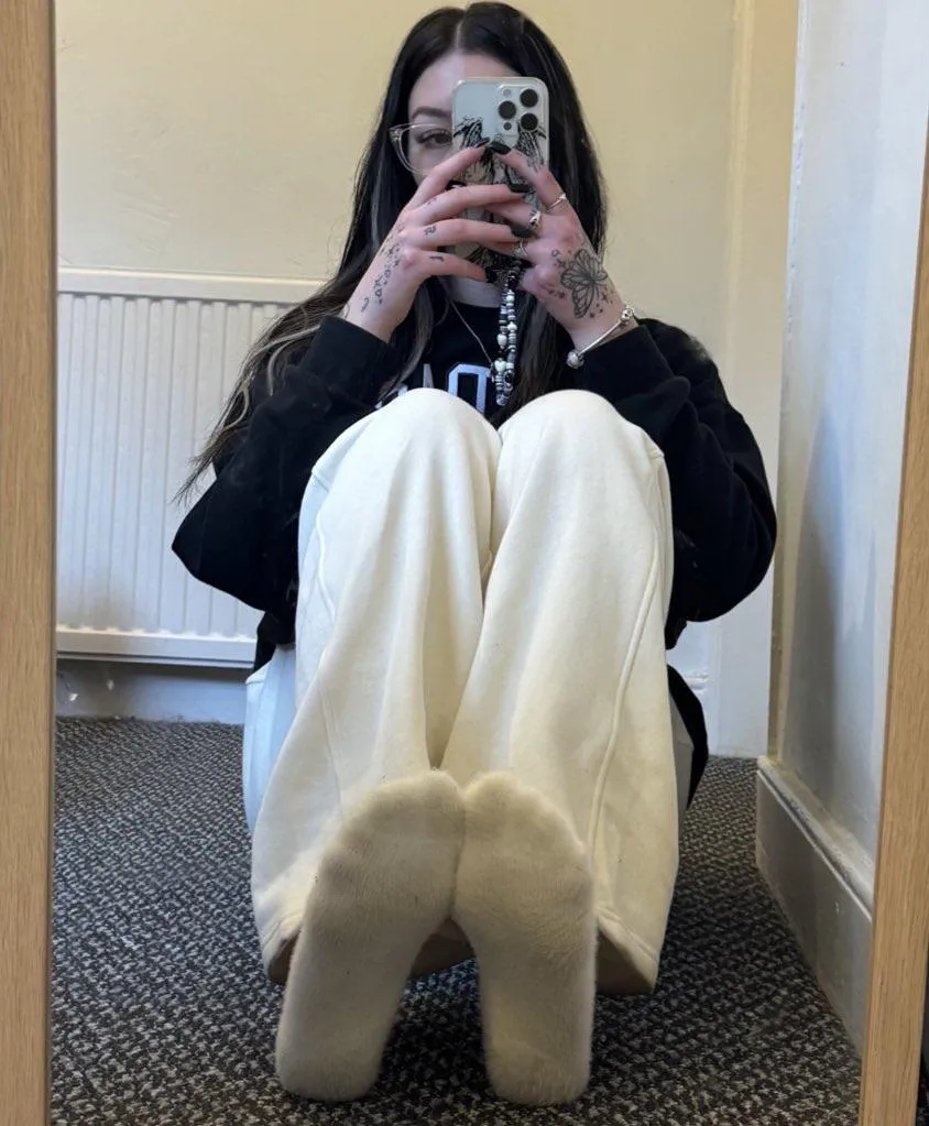 fluffy white socks