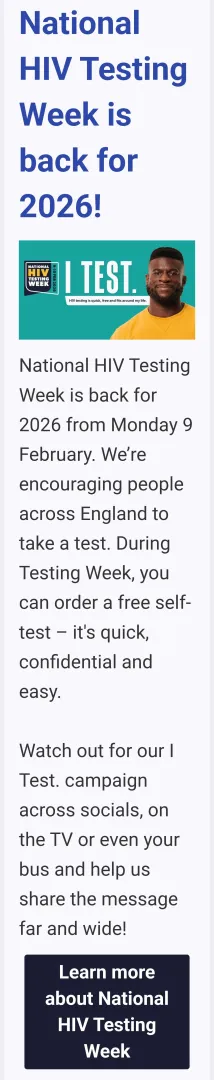 Free HIV Testing (England only)