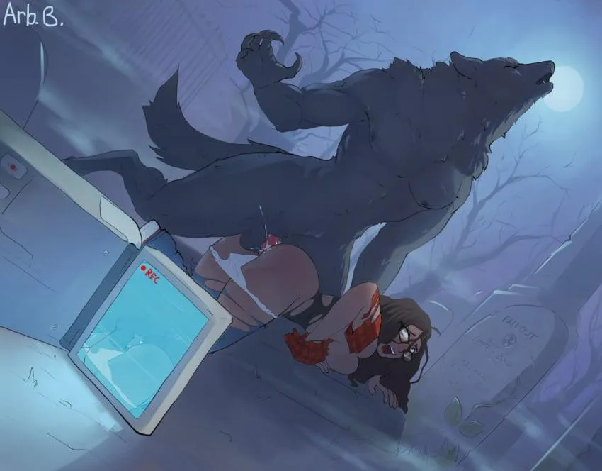 FUCK! Everytime he howls he pumps another load straight into my womb...wait...why is my camera blinking? (arb.b)