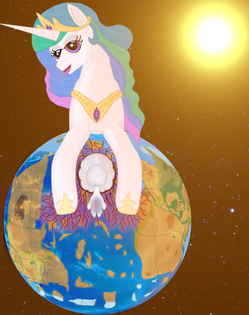 Genderbend Celestia penetrating planet. (OC)
