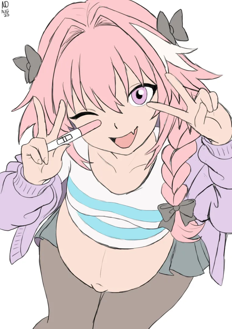 Genderswapped Astolfo has good news for Mastah (ArrowDark)