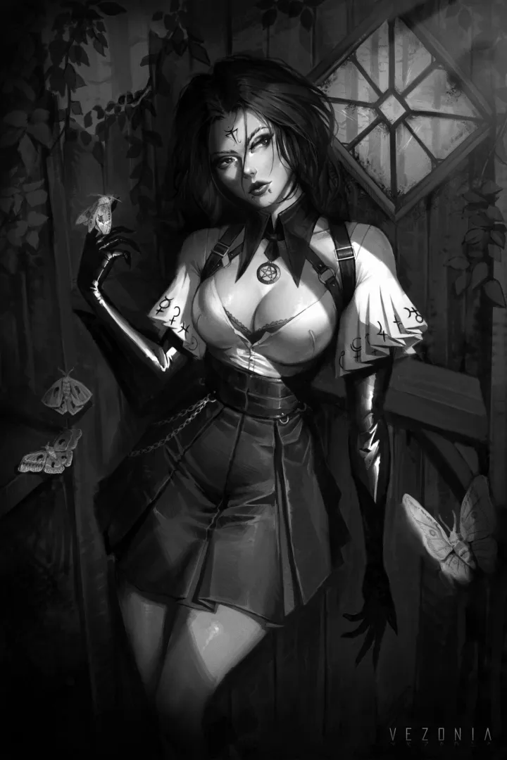 Girl n Moths by Vezonia Lithium