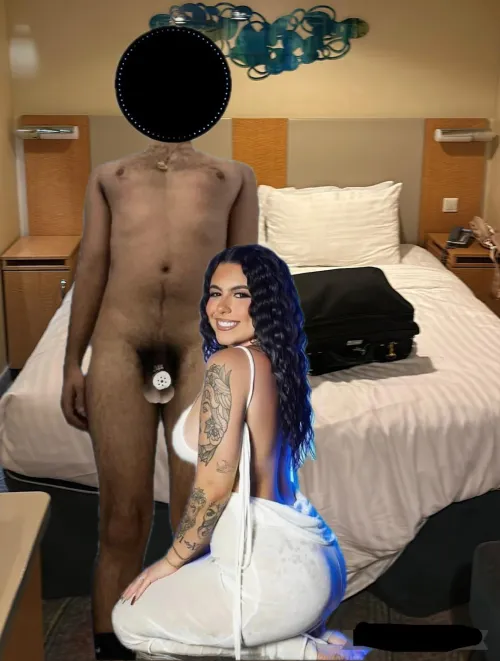 Goddess Melanie showing off her subs flat chastity cage.